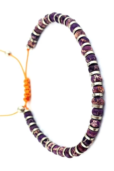 Lepidolir  Ve Hematit Taşlı El.İşi Tasarım Doğal Taş Bileklik ürün görseli