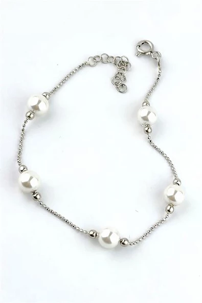 Italyan 925 Ayar Gümüş Tarz İncili Bıleklık ürün görseli