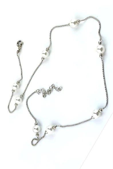 Italyan 925 Ayar Gümüş Tarz İncili Kolye ürün görseli