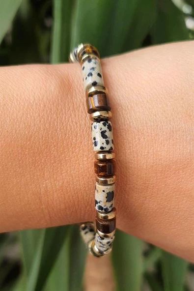 Jasper Akik Hematit Ve Kaplan Gözü Taşlı Tasarım Doğal Taş Bileklik