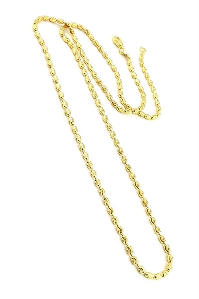 İtalyan 925Ayar Gümüş Üzerine Altın Kaplama Kendinden Işıltılı Arpa Kolye Zincir ürün görseli