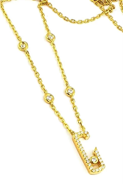 Pırlanta Parlaklığında Zirkon Taşlı 925Ayar Gümüş Üzerine Altın Kaplama İtalyan Taşı Hareketli Trend Kolye ürün görseli