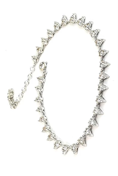 Zirkon Taş Detaylı 925 Ayar Gümüş Su Yolu Halhal ürün görseli