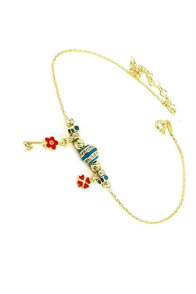 Mine İşçiliği 925Ayar Gümüş Üzerine Altın Kaplama Trend Halhal ürün görseli