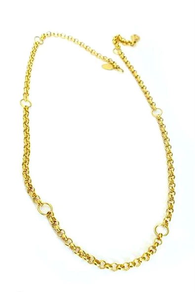 İtalyan 925Ayar Gümüş Üzerine Altın Kaplama Luxury Tasarım Trend Zincir Kolye ürün görseli