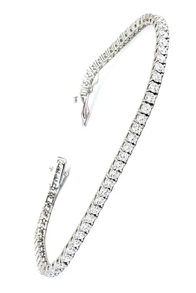 Pırlanta Parlaklığında Swarovski Taşlı 925Ayar Gümüş Su Yolu Bileklik ürün görseli