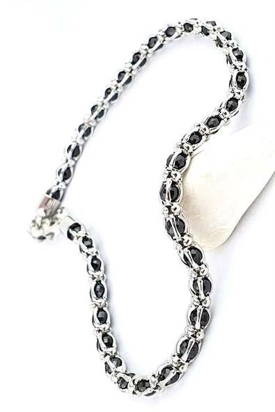 İtalyan 925Ayar Gümüş İçi Oniks Taş Detaylı Tasarım Erkek Bileklik ürün görseli