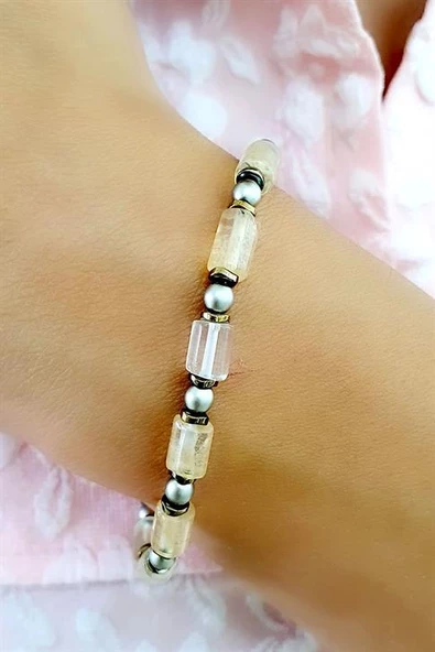 Sitrin Hematit Ve Kuvars Taşlı Doğal Taş Bileklik ürün görseli