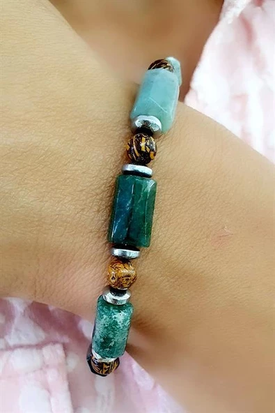 Yeşim Hematit Taşlı Kuka Detaylı Tasarım Doğal Taş Bileklik ürün görseli