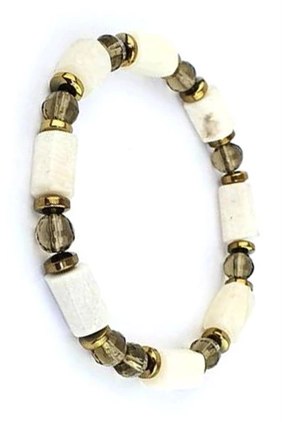 Ay Taşı Hematit Ve Dumanlı Kuvars Taşlı El İşi Bileklik ürün görseli