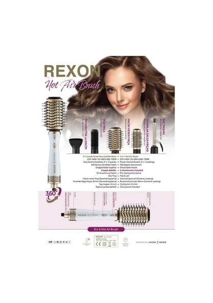 Rexon 5' i 1 Arada Hot Air Brush Saç Şekillendirme Seti - 2