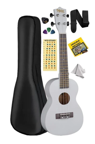 Midex UKX-233WH Beyaz Concert Ukulele (Askı Çanta Metod Pena) ürün görseli 1