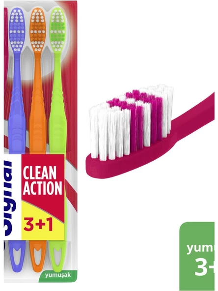 Signal Clean Action 3+1 Yumuşak Diş Fırçası Manuel Diş Fırçası - 2