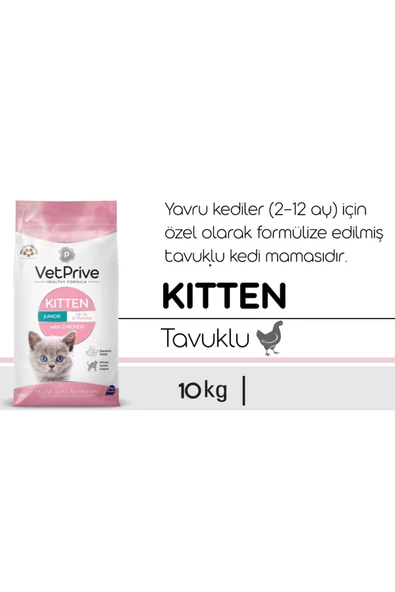 Vet Prive Yavru Kedi Maması Tavuklu 10 Kg