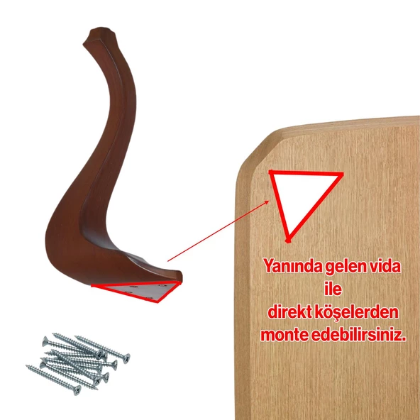 Lukens Plastik Sehpa Ayağı 40 cm Mobilya Ayak Ahşap Desenli Renk Mutfak Yemek Masası Ayak 1 Adet - 4