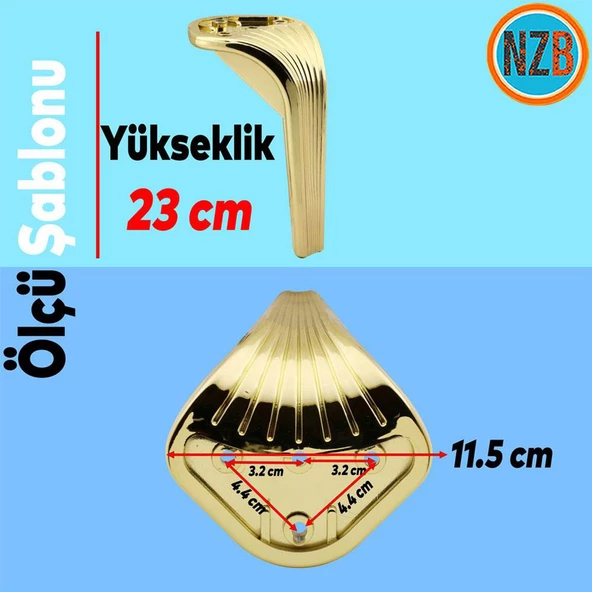 Mobilya Yükseltici Kanepe Sehpa TV Ünitesi Koltuk Ayağı 23 cm Gold Altın Baza Ayak - Resim 2