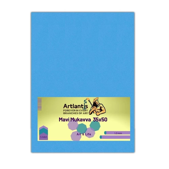 Mavi Renkli Mukavva 35x50 5 Adet Artlantis Renkli Mukavva 5 Adet