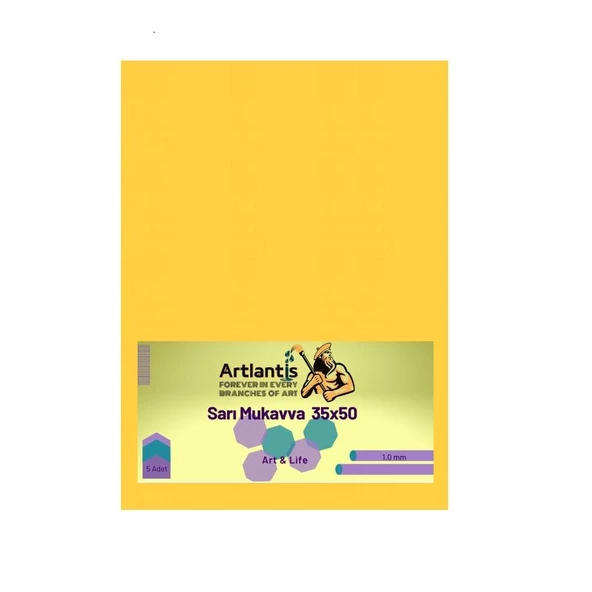 Sarı Renkli Mukavva 35x50 5 Adet Artlantis Renkli Mukavva 5 Adet