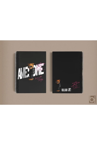 Awesome Style Ayıcık A5 Çizgisiz Spiralli Defter Bigelio