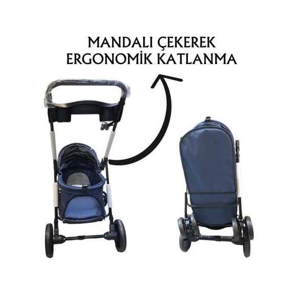 Tommy Evcil Hayvan Arabası 85x46x*91,5cm Lacivert Max 15 Kg - 3