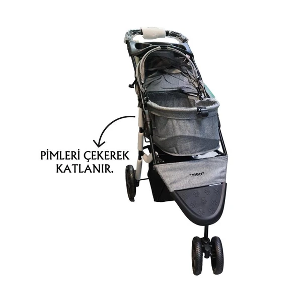 Tommy Evcil Hayvan Arabası 86x46x94,5cm Gri Max 15 Kg - Resim 2