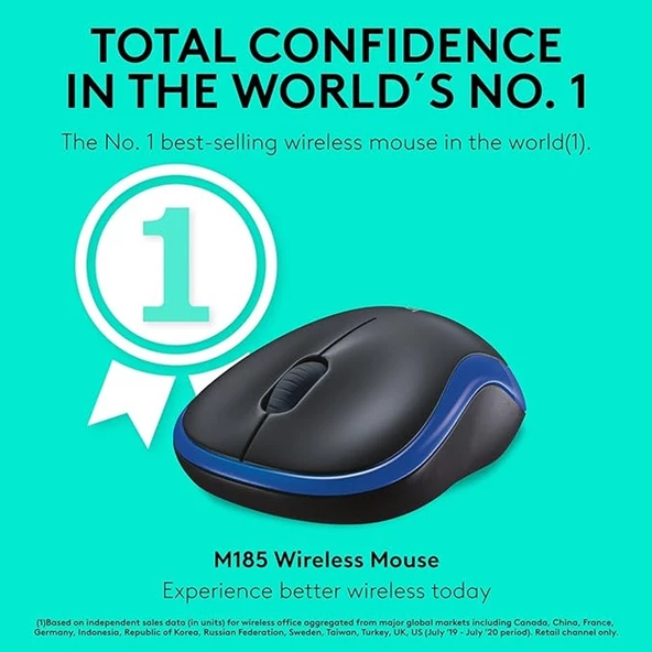 Logitech M185 Kablosuz Mouse Mavi - 3