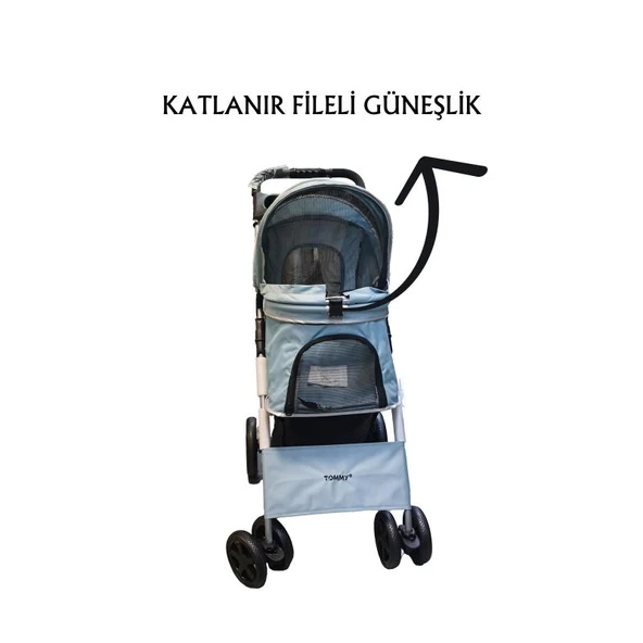 Tommy Evcil Hayvan Arabası 78x46x99,54cm Turkuaz Max 15 Kg - 2