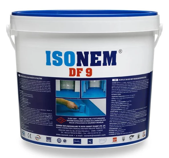 İsonem Df 9 Akrilik Esaslı Islak Hacim Su Yalıtımı 5 Kg Mavi