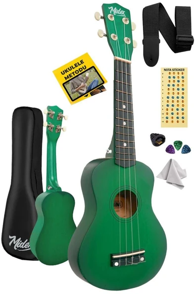 Midex UKX-901GR Yeşil Soprano Ukulele (Askı Çanta Metod Pena) ürün görseli 1