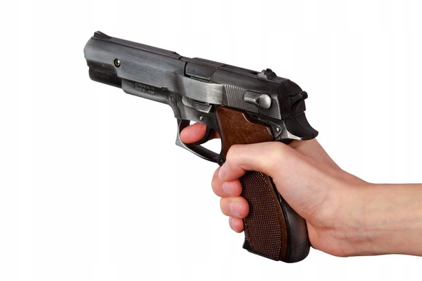 Poli̇ce Pi̇stol 8 Shots Old Si̇lver Oyuncak Metal Kapsül Patlatan Polis Tabancası - 3