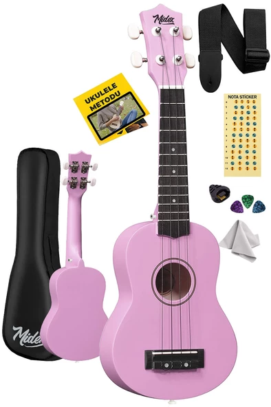 Midex UKX-901PU Lila Soprano Ukulele (Askı Çanta Metod Pena)