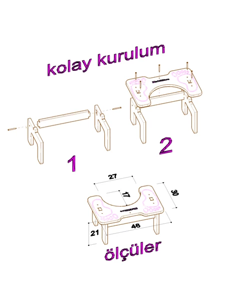 ElisGiftStore Wc Çömelme Ayak Taburesi, Basamak Taburesi, Tuvalet Taburesi, Klozet Ayaklığı Eh023 - 7