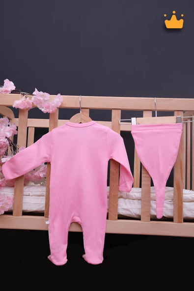 Babyhola %100 Pamuk Kız Erkek Bebek Şapkalı Uzun Kollu Kareli Patikli Tulum 24121 - 10