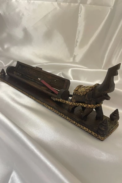 Fil Objeli Çubuk Tütsülük Ahşap El İşi - Resim 2