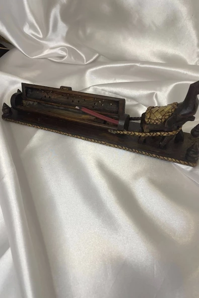 Fil Objeli Çubuk Tütsülük Ahşap El İşi - Resim 3