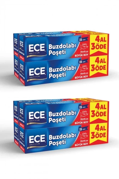 Ece Büyük Boy Buzdolabı Poşeti ( 30x45 cm 120 Adet ) 4 Al 3 Öde x 2 Paket