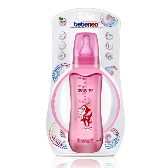 Bebeneo Renkli Kulplu PP Biberon 230 ml - 4