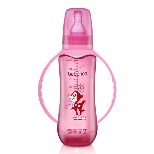 Bebeneo Renkli Kulplu PP Biberon 230 ml - 3