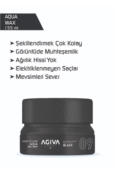 Agiva Hair Styling Aqua Gel Wax Black 09 155 ml