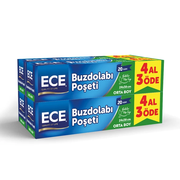 Ece Orta Boy Buzdolabı Poşeti 20 'li x 4 Paket