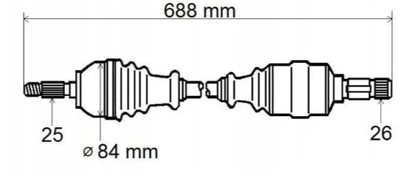 ECO-FİX ÖN AKS SOL KOMPLE FLUENCE (L30) 1.5 DCI 5 VITES UZUNLUK 688mm 2009-