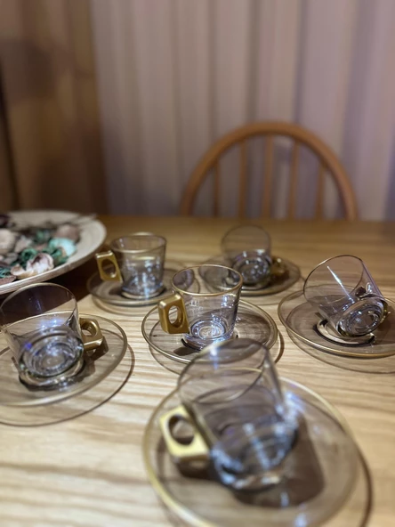 Den Tasarım Hediyelik 6 kişilik füme fincan takımı - Resim 2