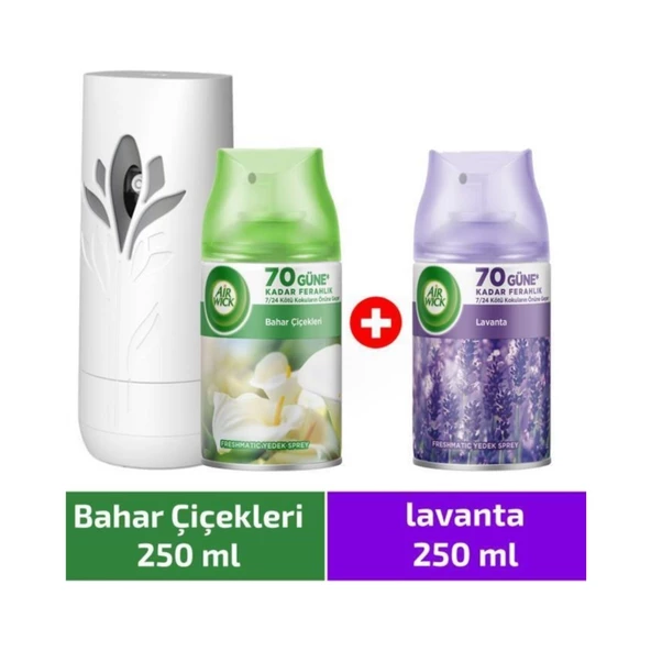 Air Wick Air Wick Oda Kokusu Freshmatic Makine + Yedek 250 ml Bahar Çiçekleri + Yedek 250 ml Lavanta