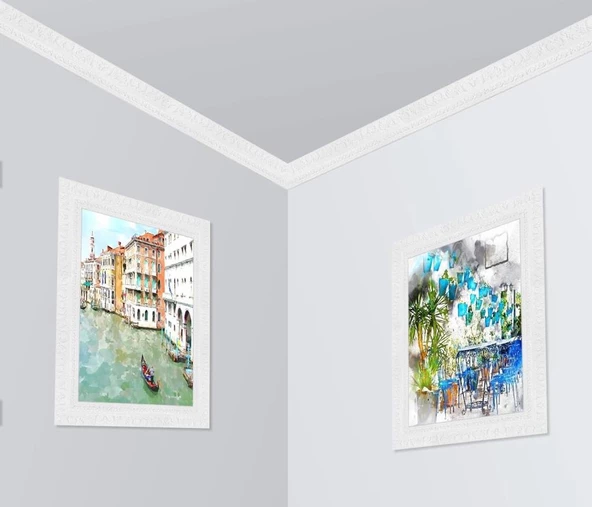 Renkli Duvarlar Kendinden Yapışkanlı Başak Model Motifli Beyaz Esnek Duvar Çıta Çerçeve Süpürgelik 8x110 cm - 6