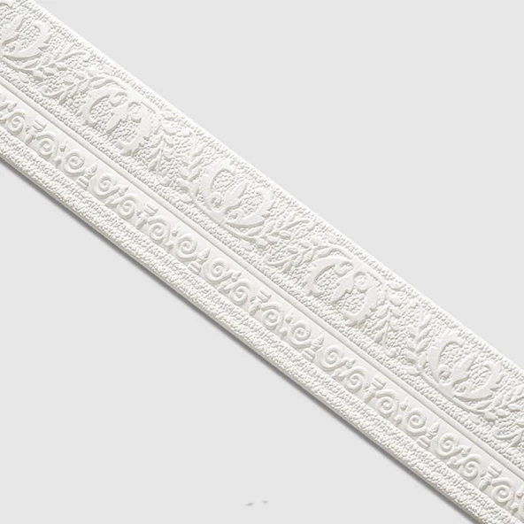 Renkli Duvarlar Kendinden Yapışkanlı Başak Model Motifli Beyaz Esnek Duvar Çıta Çerçeve Süpürgelik 8x110 cm - 4