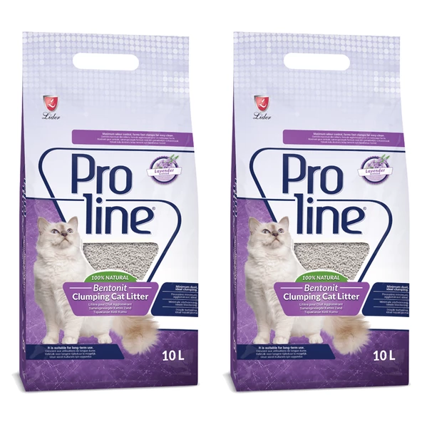 Pro Line Lavanta Kokulu Bentonit Kedi Kumu 10 Lt 2 Adet