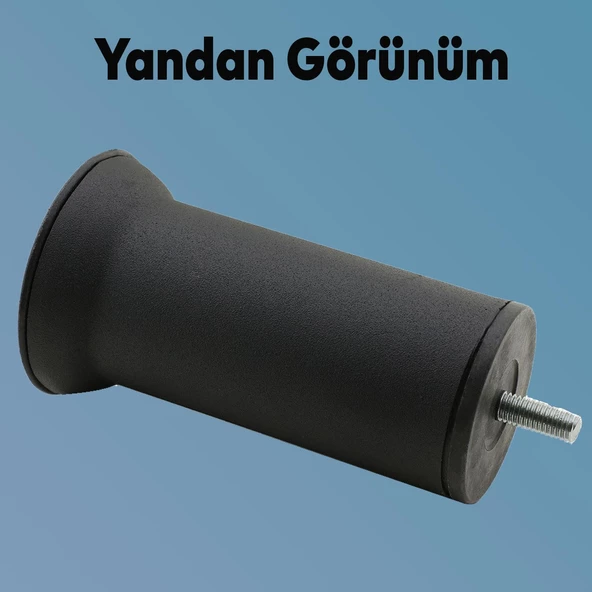 Mobilya Yüksletici Baza Metal Kanepe Koltuk Destek Ayağı M8 Civatalı İnce Diş Siyah Metal Ayak 12 Cm (4 ADET) - Resim 4