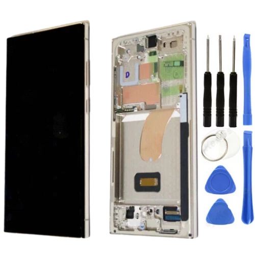 TE Samsung S23 Ultra S918 Uyumlu Çıtalı Servis Lcd Ekran Beyaz + Tamir ürün görseli 1