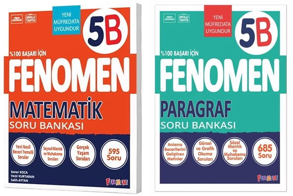 Fenomen Okul 2025 5. Sınıf Matematik + Paragraf B Serisi Soru Seti 2 Kitap Güncel Müfredat