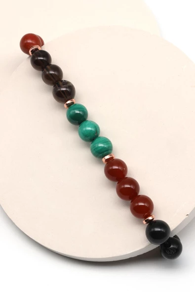 Oğlak Burcu Taşlarından Oluşan Doğal Taş Makrome Bileklik 8 mm Küre Kesim - Burç Bilekliği - Resim 2